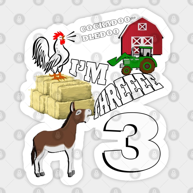 Birthday 3 Year Old Farm Theme Birthday Cards & Party Gifts Sticker by tamdevo1
